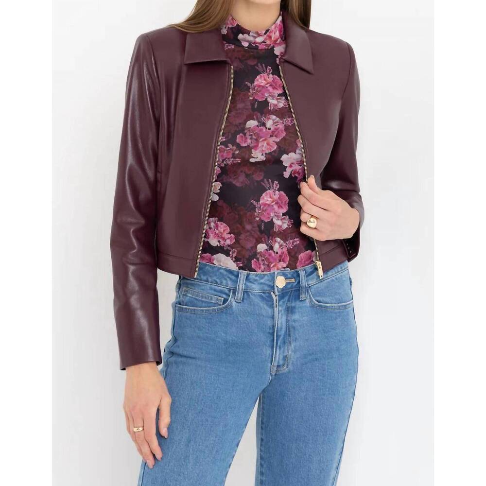 NEW GENERATION LOVE lola vegan leather jacket in cabarnet